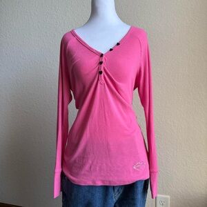 Betsey Johnson Pink long Sleeve with heart buttons